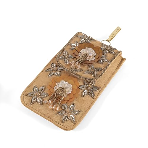 Image of J I ACCESSORIES Velvet Saree Clutch Mobile Pouch Waist Clip Ladies Purse Gift For Women