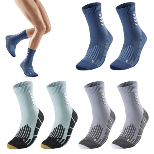 3 Paia calze uomo, Calze running uomo, Calzini Compressione Uomo Running Uomo Calze da Corsa Trekking Uomo Anti-Vesciche Con Cuscino a Zone Ventilazione in Rete e Supporto Dell'arco Plantare (B)