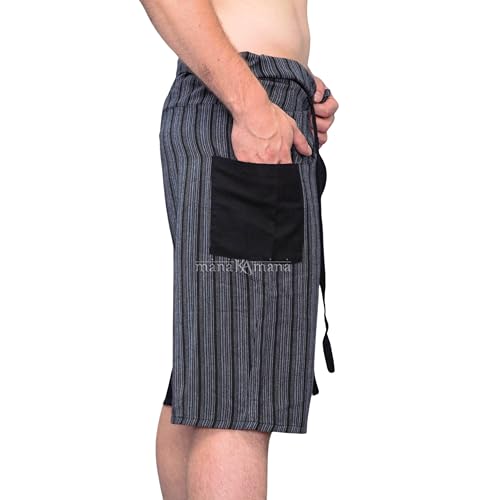 Unisex Thai Fisherman Shorts with Pockets – 100% Cotton Adjustable Wrap Shorts – Two Pocket Boho Beach Yoga Lounge Shorts – Handmade in Kathmandu2