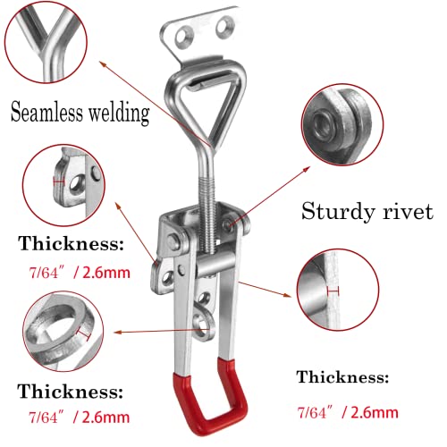 Image of Toggle Latch Clamp 4002 Style,550Lbs Holding Capacity,Toggle Latches with Lock-Hole,Adjustable Heavy Duty Medium Latch for Smoker lid,ToolBox Cases and More (5.7inch)