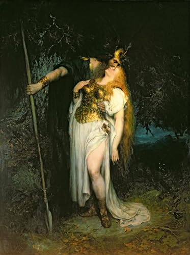 Affiche toile Wotan dit adieu à Brunhilde Ferdinand Leeke reproduction art mural 60x90cm