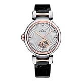 swiss-automatic Bewegung Edox La Passion Damen-Armbanduhr 33mm Armband Leder Schwarz Gehäuse Edelstahl Automatik 85025 357RC AIR