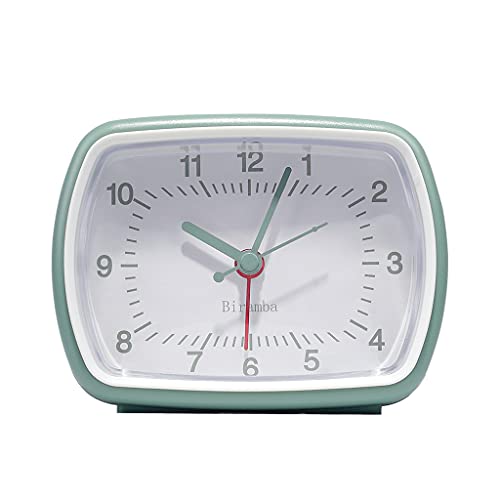Biramba Miniata Silent Analog Alarm Clock Non Ticking, Gentle Wake, Beep Sounds, Increasing Volume, Battery Operated Snooze And Light Functions, Easy Set, Green #TOP27