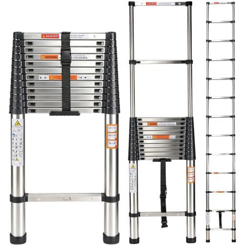 Image of Story@Home Telescopic Ladder for Home Use 16.5 Feet | Foldable Staircase Aluminium Ladder Stairs for Home | Extension Ladders - Compact & Multipurpose 13-Steps for Indoor & Outdoor Use