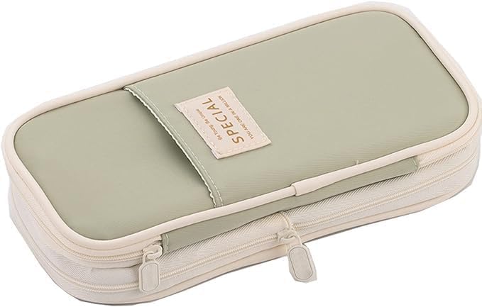 Pencil Case for School Supplies, Large Pencil Pouch with Zipper, Cute Pencil Bag for Office Supplies Makeup Bag, Desk Organizer for College Adults Women Men (Green)