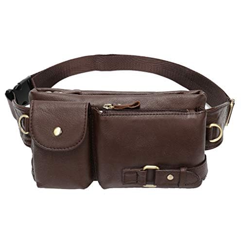 Sac Banane en Cuir Sac Banane pour Hommes Femmes Voyage Chasse Randonnée Escalade Multi-Usage Hip Bum Ceinture Mince Téléphone Portable Porte-Monnaie...