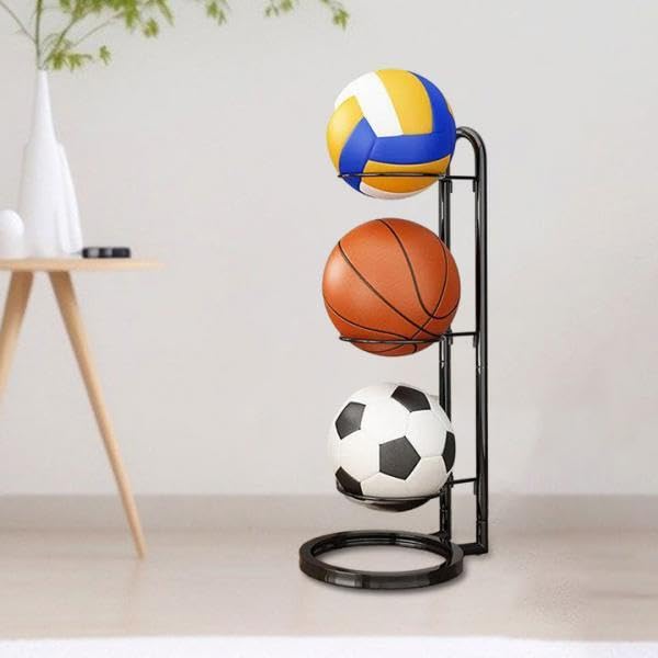 Organizador de baloncesto y rugby en acero al carbono con estantes eficientes de gran resistencia 7