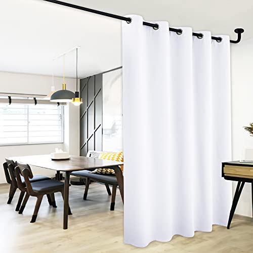 NICETOWN Sliding Door Curtain Window Treatment, Energy Smart Thermal Insulated Extra Wide Solid Blackout Curtain Drape for Patio Door (Pure White, W70