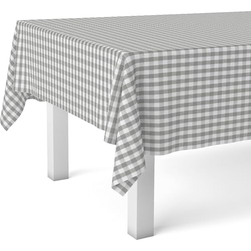 ECOMMERC3 | Mantel Hule Mesa Rectangular Tamaño 180x140 cm - Estilo, Durabilidad y Fácil Limpieza para tu Mesa - Mantel Hule Antimanchas e Impermeable - Vichy Gris