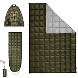 ROSE FEATHER Down Camping Blanket, Lightweight Outdoor Travel Blanket, Puffy Sleeping Bag Blanket, Waterproof Packable Backpacking Quilt for Camping,Travel, Airplane,Hiking,Picnic, 55''x79'' (Olive)