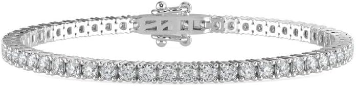 2.00 CT Lab Grown Diamond Tennis Bracelet for Women – 14K Yellow Plated Sterling Silver, Round Cut, Prong Setting, Push Safety Lock, Size 7 (F/G Color, VS Clarity)