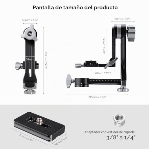 Miniatura 3 de K F Concept Cabezal De Trípode Cardán, Panorámico De 360 De Aleación De Alta Resistencia Con Placa De Liberación Rápida Arca-Swiss De 1 4 De Pulgada Para Cámaras, Capacidad De Carga 20 Kg