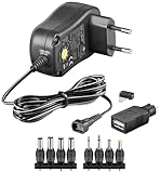Goobay 58447 Universal Netzteil 3-12V Netzgerät Universal Adapter 1x USB / 2x Klinke / 6x Hohlstecker max 12W 1A Steckernetzteil 12V Netzteil Schwarz