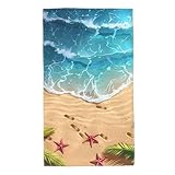 Toallas de mano de playa tropical con estrella de mar, toallas de 16 x 27 pulgadas, toallas de microfibra suaves y altamente absorbentes para baño, ducha, entrenamiento, gimnasio, viajes