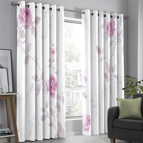 Rideaux occultants thermiques isolants à motif rose vintage pour chambre 140x175cm - 3