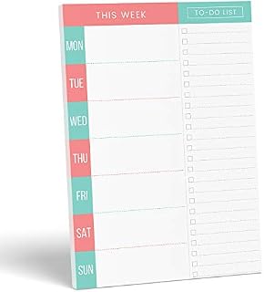 Sweetzer & Orange Weekly Planner notepad - Magnetic Undated Productivity Organiser with Tear-Away To Do List Notepad - For University Students, Home, Office - 52 Sheets - 17.7 cm x 25.4 cm