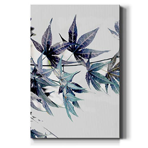 Renditions Gallery Blue Maple Leaves I Wall Art, Colorful Nature Decor, Unique Tree Branch Artwork, Premium Gallery Wrapped Canvas, Ready to Hang, 32 in H x 48 in W, Made in America