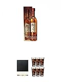 Asbach Uralt Privatbrand 8 Jahre 0,7 Liter + Schiefer Glasuntersetzer eckig ca. 9,5 cm Durchmesser + Asbach Cola Gläser 6er Karton