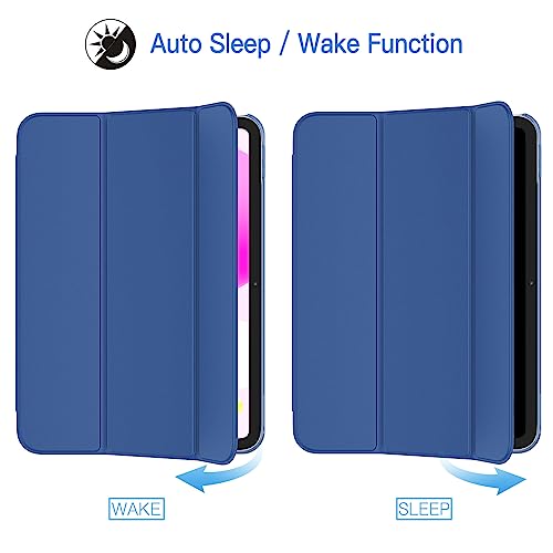 JETech Case for iPad (A16) 11th Generation 11 Inch 2025 / iPad 10th Generation 10.9 Inch 2022, Slim Smart Cover with Hard PC Translucent Back, Supports Touch ID, Auto Wake/Sleep (Navy Blue)