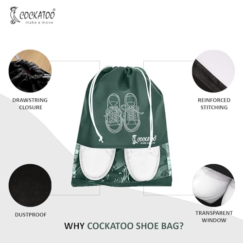Image of Cockatoo Shoe Bag for Travel & Storage, Women & Men, Travelling Shoe Storage Bag, Shoe Storage Organizer Bag - Pack of 6 Shoe Pouch(13 x 17.32 Inch)