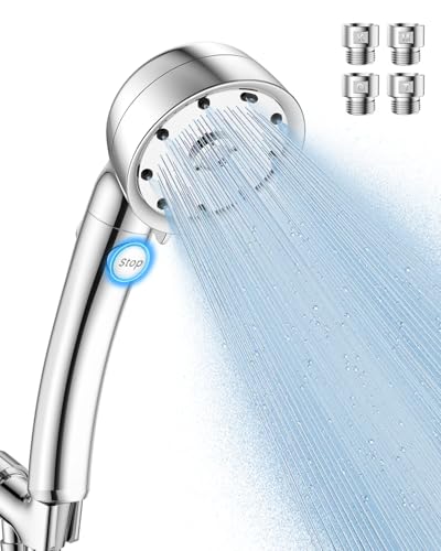 シャワーヘッド マイクロナノバブル FEELSO 節水ミストシャワーヘッド 6段階水流 浸透超微細泡 高水圧 ノバブル 取り付け簡単 手元止水 極細水流 洗浄力 美肌 肌ケア 保湿 うるおい ウルトラファインバブ 国際汎用基準G1/2 4種類アダプター付き シルバーの商品画像（Amazon）