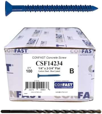 CONFAST 1/4" x 2-3/4" Blue Flat Phillips Concrete Screw Anchor