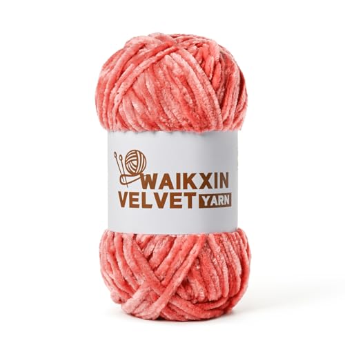 Image of Chunky Chenille Yarn for Crocheting, Baby Yarn for Crocheting Soft, Plush Velvet Yarns, 100g (87.4 yds) Fluffy Yarn for Crochet Amigurumi (Cameo Brown)