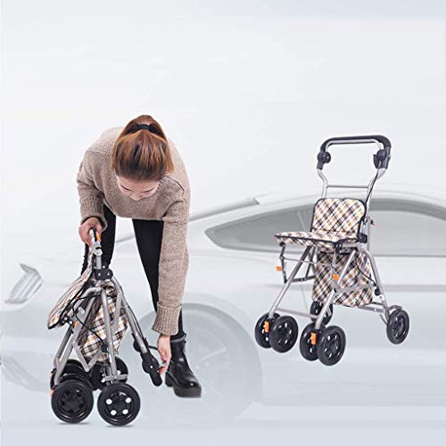 TNIU Walker, vierrädriger Rollator, Einkaufstrolley Walker aus Aluminium, Faltbarer, Leichter Gehhilfesitz mit… – Bild 5