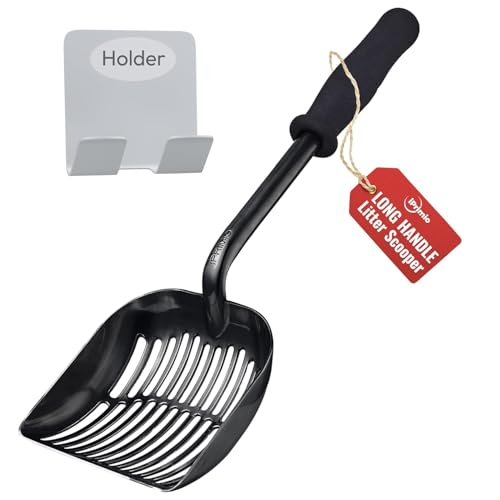 iPrimio Monster Cat Litter Scooper with 17 Inch Long Handle and Soft Grip - Sturdy Extra Large Deep Shovel Scoop - Cat Litter Scoop for Sore Hands - Kitty Litter Box Accessory