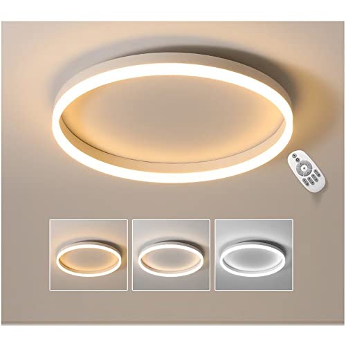 Lámpara de techo LED regulable, 24W 1920 lm, iluminación LED cerca del techo con mando a distancia, lámpara de techo ultrafina redonda minimalista blanca de 6cm para cocina, isla, dormitorio Cover