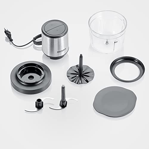 SEVERIN Universalzerkleinerer, Multizerkleinerer für grobes und feines Zerkleinern, geeignet für Crushed Ice, Käse, Nüsse und mehr, matt-schwarz/Edelstahl-gebürstet, KM 3867 6