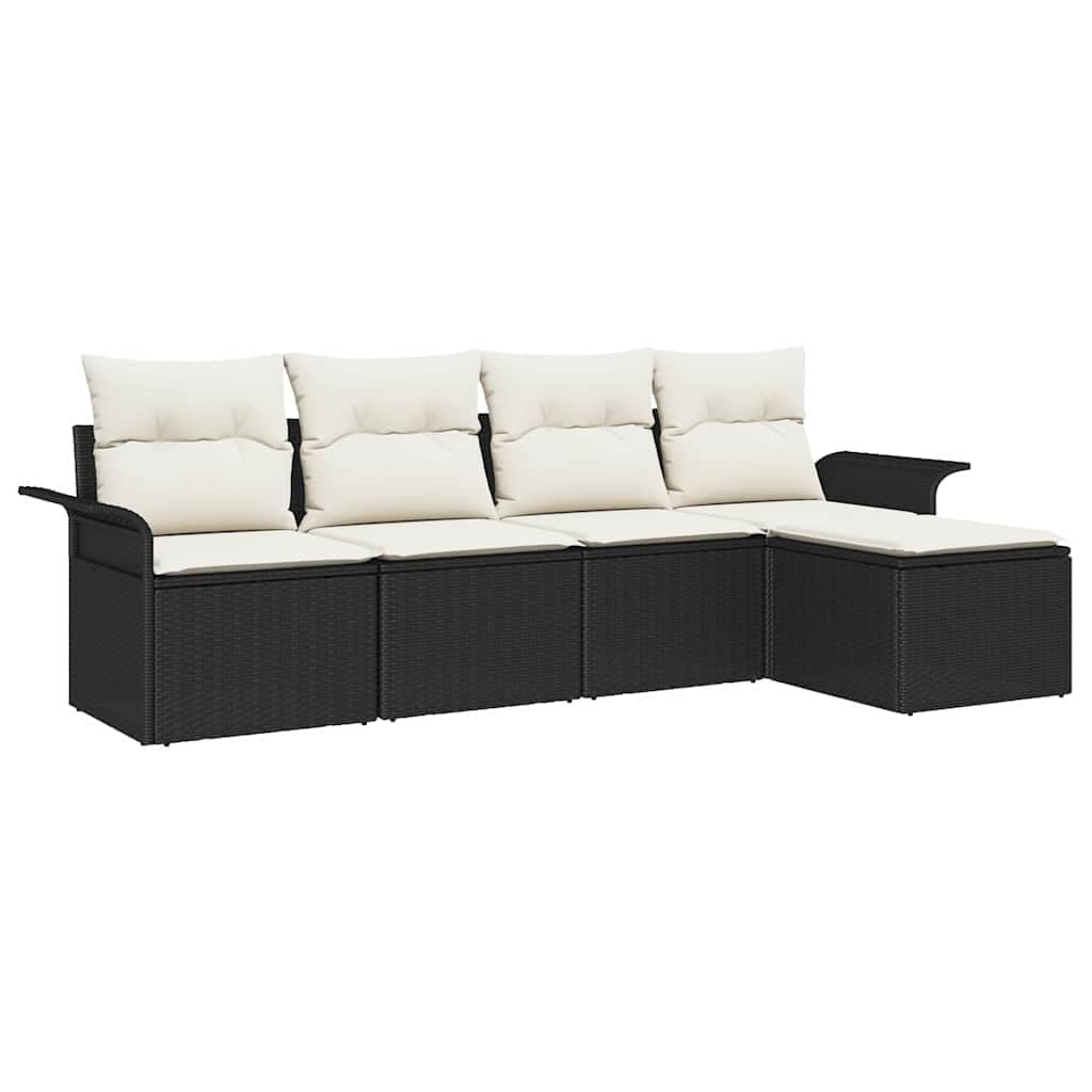Canapé de jardin modulaire en polyrotin noir pour optimiser les petits espaces