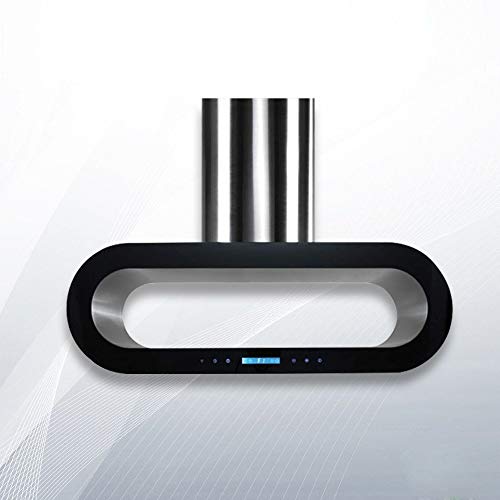 Image of GRABELLA ISOLA 1250 m /hr Black Glass Island Ceiling Mounted kitchen chimney (2D German Technology, 3 Speed Touch with Remote Control, Powerful Italian Motor)