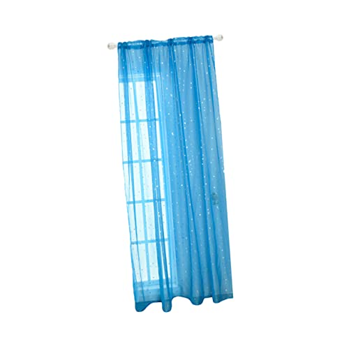 Alipis Cortinas De Voile Ojales Azul Diseño De Estrellas Plateadas Paneles para Ventanas De Habitaciones Infantiles Decoración Romántica para Dormitorios De Niñas