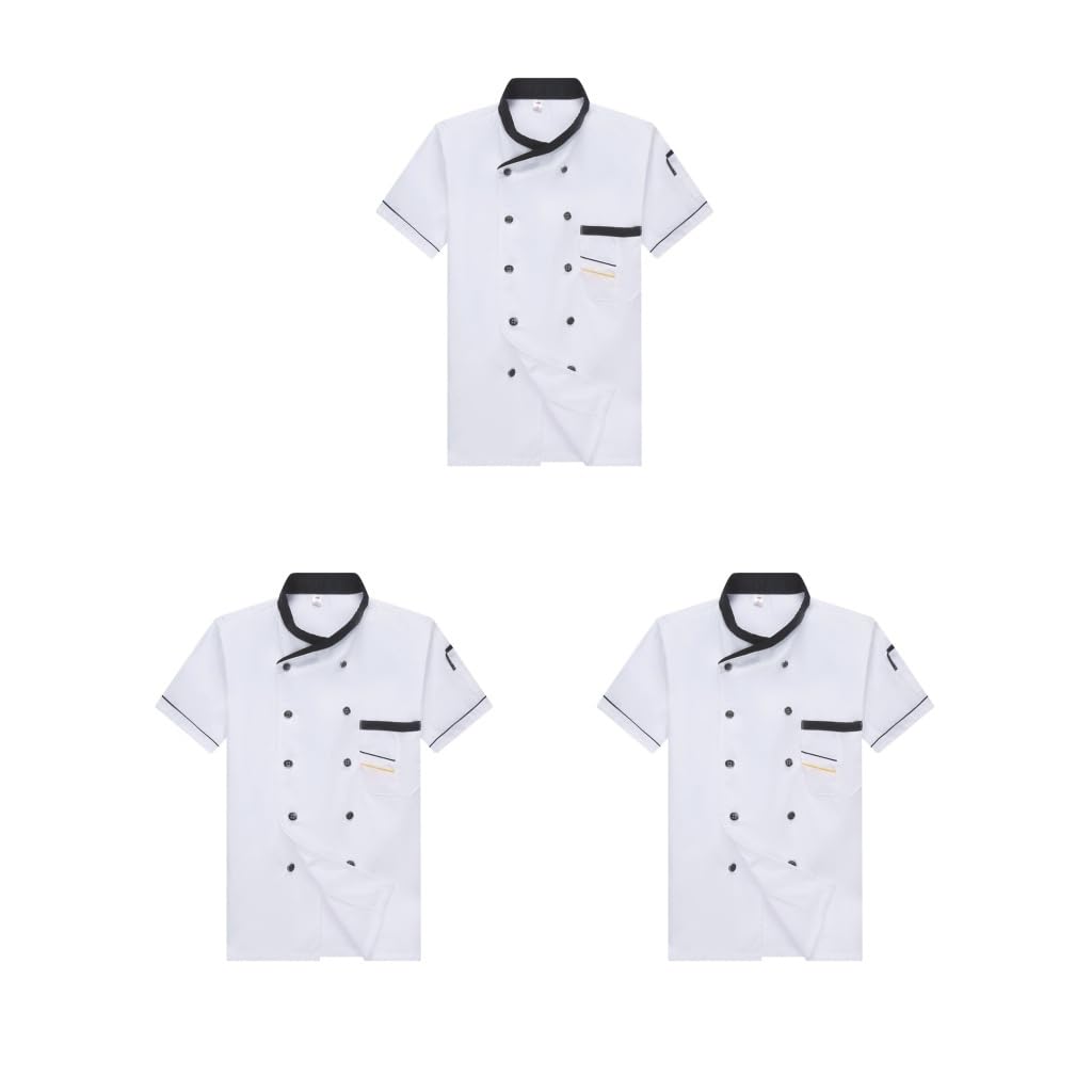 Uniforme de chef unisex para camarero, para cocina, hotel, cafetería, talla XL, color blanco