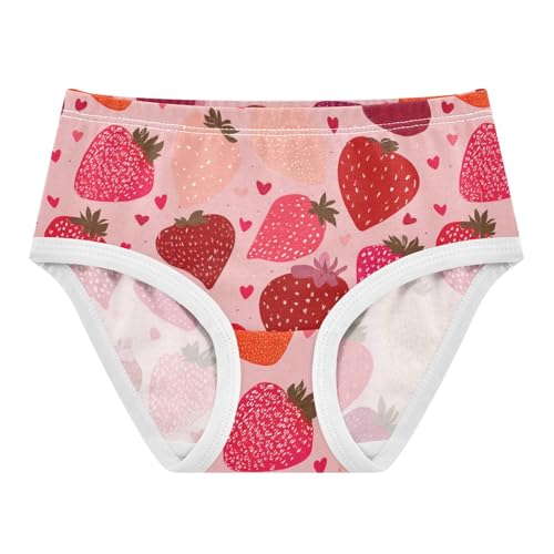 Wusikd Strawberries Girls' Underwear Cotton Hearts Girls Briefs Soft Toddler Underwear 2T