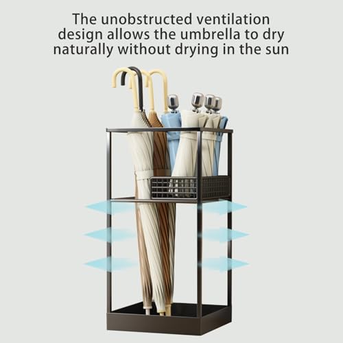 Paragüero de metal de capacidad Lar con bandeja de goteo extraíble, elegante accesorio de entrada para espacios comerciales, perfecto para pasillos y entradas y diseño moderno - imagen 6