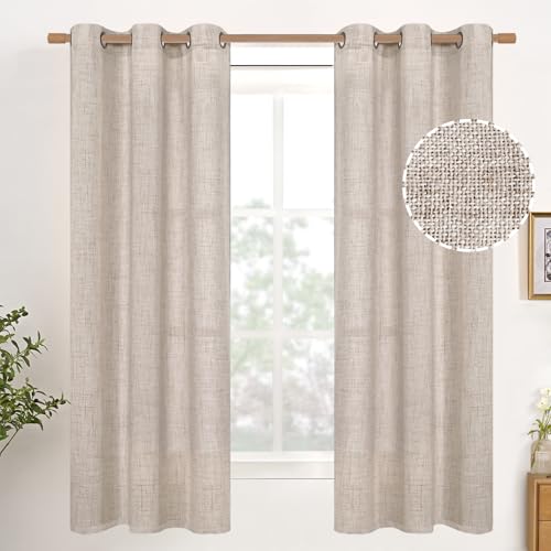 YoungsTex Natural Linen Curtains 63 Inches Long for Living Room,