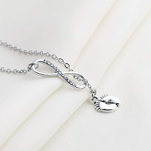 Baby Feet Lariat Necklace New Mom Necklace New Baby Gift (baby feet)
