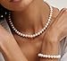The Pearl Source Real Freshwater Pearl Necklace for Women, AAA Genuine Cultured Pearls, Classic Single Strand Pearl Necklace, 16