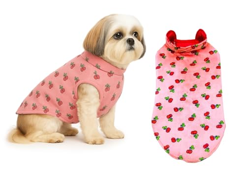 Image of The Pets Company Dog Winter Coat Jacket, Clothes, Windproof, Reversible, Light Weight, Washable, Ultra Warm Thick Fleece Lined Dog Vest for Cold Weather Protection, (Pink Cherry, Small - 14 Inch)