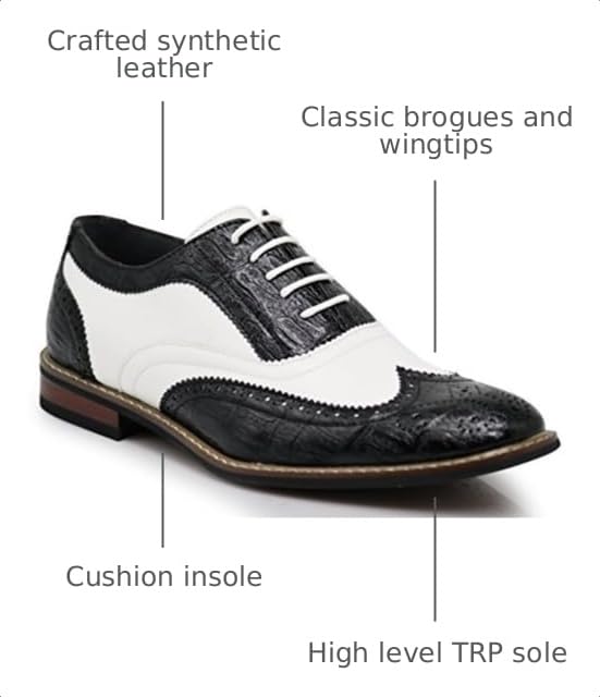 Image of Wooden08N Men's Two Tone Wingtips Oxfords Perforated Lace Up Dress Shoes