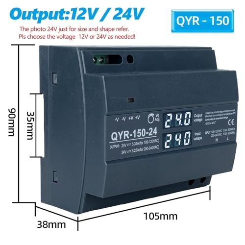 Alimentation rail DIN QYR-150W 12V avec affichage digital
