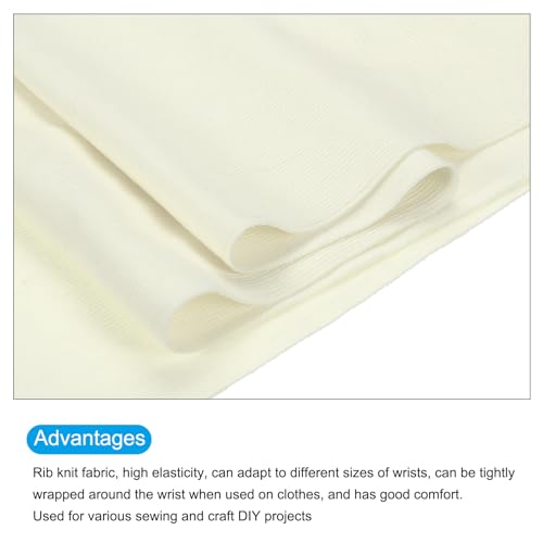 Image of MECCANIXITY 47 inch Elastic Cuffs Ribbed Trims Cotton Fabric Knit Rib Stretch Tape Cuff Sleeve Waistband for Sewing, 20 inch Wide Beige