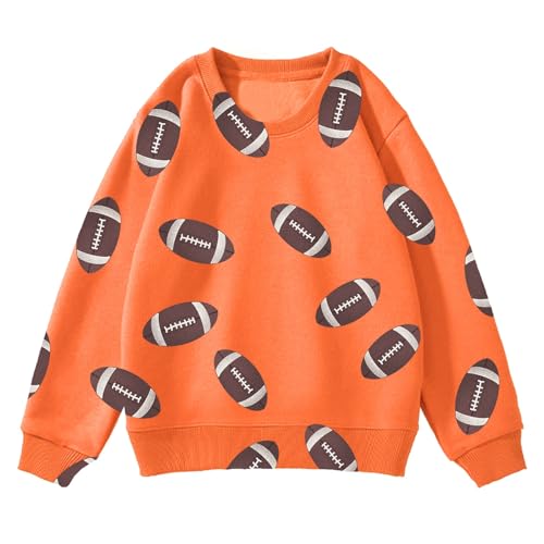 Unisex Kids Tie Dye Sweatshirt Autumn Winter Boys And Girls Rugby Printed Casual Hoodie Long Sleeve (Orange, 6-7 Years)