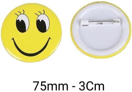 VTL Smily Face Badges Plastic Round Shape Button Pin Smily Face Badge for Students Colleges, Backpack, Bags, Size-30mm-3cm,(Small) Pack of 20 Pcs