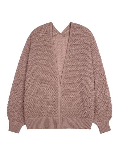 Women's Oversized Cute Crochet Cardigan Fall 2024 Casual Lightweight Hollow Out V Neck Open Front Sweater4