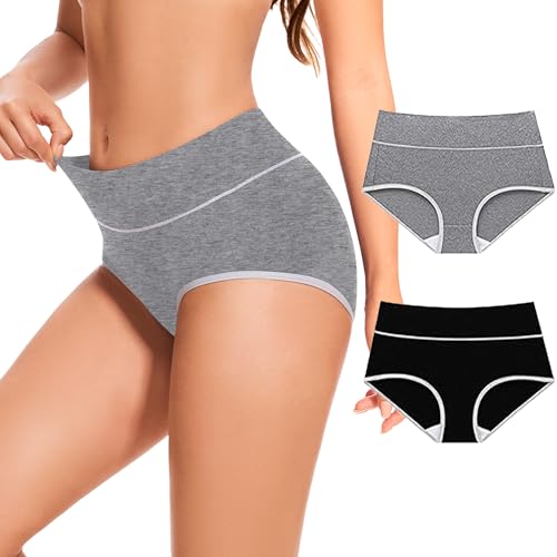 Migbean Womens Cotton Underwear Ladies High Waisted Full Coverage Stretch Postpartum Panties Black...