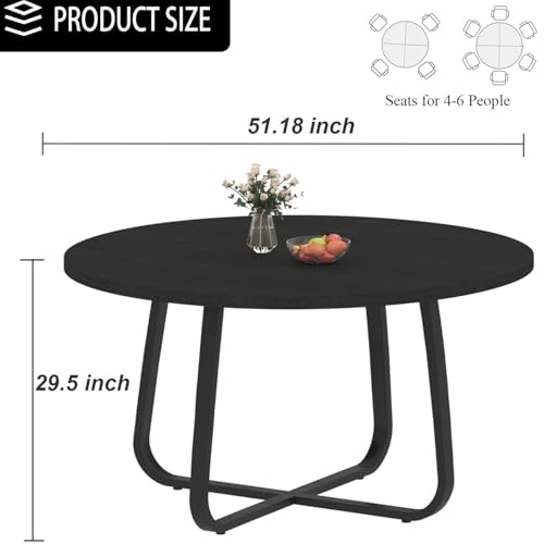 IBF 51inch Round Conference Table for 4-6 People, Business Meeting Table for Office and Conference Rooms,Black