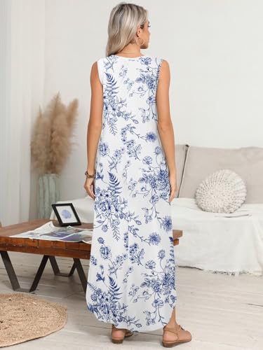 Image of BELAROI Womens Plus Size Maxi Dress Sundress Summer Casual Sleeveless V Neck Pockets Beach Swimsuit Coverup Loose
